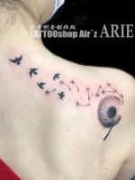 タンポポ.鳥シルエットGirlsTATTOO
